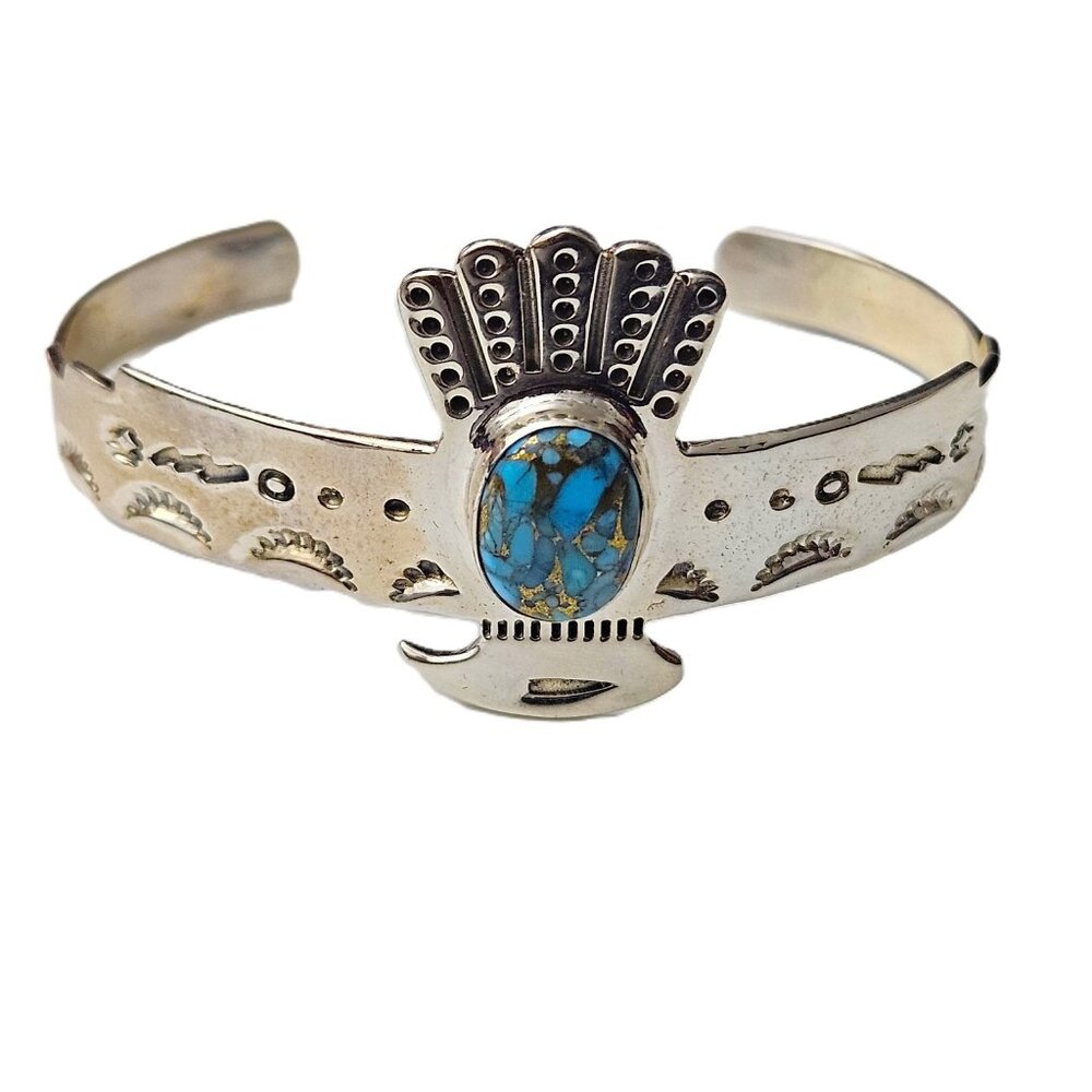 Solid Sterling Silver Women’s Turquoise Cuff Bracelet – NWT – Gift Box Included